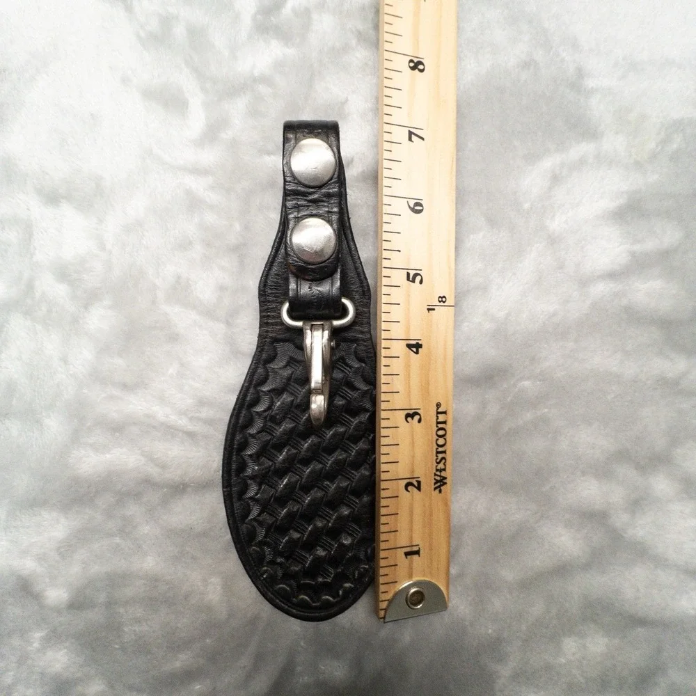 Leather Duty Belt Key Holder Black Leather Basket weave